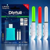 Resim YENİ 2/3 adet Çubuk Ucu Işıkları + Lir425 Şarj Edilebilir Pil Şarj Cihazı Kiti Gece Balıkçılığı Elektronik Olta Ucu Işıkları Parlayan Çubuklar, Sahil Balıkçılığı Alarmı Parlak Yüzer LED Gece Takımı 