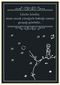 Resim Küçük Prens Temalı Gözler Kördür Yazılı Ahşap Retro Poster Tablo 