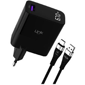 Resim Linktech G860 Premium 67W GaN USB Type-C Şarj Aleti Type-C Kablo Seti 