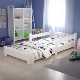 Resim Tuliplifeyapımarket Tuliplife Montessori Karyola Beyaz Oval Köşe Çocuk Yatağı 