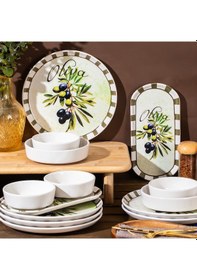 Resim Perotti Olives 14 Parça Seramik 6 Kişilik Kahvaltı Takımı Çok Renkli 