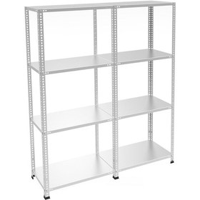 Resim Raf Burada 4 Katlı Duble Galvaniz Çelik Raf - Depo, Arşiv, Kiler, Dosya, Market Rafı-31x75 cm-250 cm-1.00 mm 