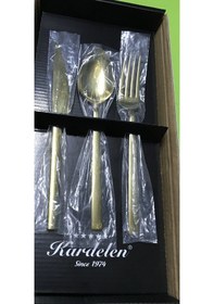 Resim Titanyum Gold 12 Kişilik 72 Parça Kaşık Çatal Bıçak Seti Altın 