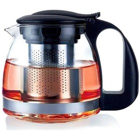 Resim Nishev Renkli Süzgeçli Cam Demlik 700 Ml - Siyah Siyah 