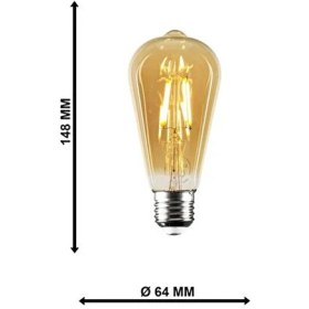 Resim Rustik LED 5 Adet Ampul Sarı Armut 4 W 