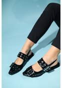 Resim Luvishoes Paloma Siyah Rugan Tokalı Kadın Sandalet Siyah 