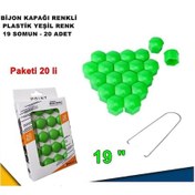 Resim Renkli Bijon Kapağı Plastik Yeşil Renk Altıgen 19 Mm Bijon Uyumlu 20 Adet 