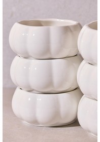 Resim Pumpkin 6'lı Çerezlik Sosluk Çok Amaçlı Ergonomik Tasarım Dekoratif Sosluk Ve Kase Beyaz Beyaz 