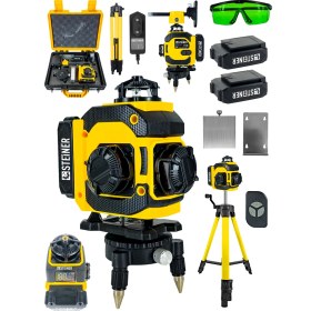 Resim Steiner 16 Köşe Çift Akülü Yeşil Çizgi Lazer Hizalama 360° Dijital Otomatik Hizalama + Tripod 