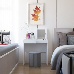 Resim Aynalı Makyaj Masası, 2 Çekmeceli, Beyaz, MKJ 101 70x42 