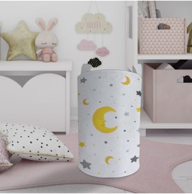 Resim MEKTA HOME Ay Ve Yıldız Desenli Oyuncak Sepeti Ve Çamaşır Sepeti Mktos-022 
