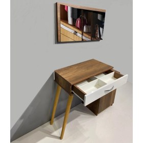 Resim Bicabin London Novella Aynalı Çekmeceli Kapaklı Dolaplı Makyaj Masası/Dresuar -Barok/Beyaz 