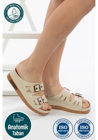 Resim Roy Jones Kadın Bej Çift Bant Tokalı Günlük Terlik 3001 Bej 