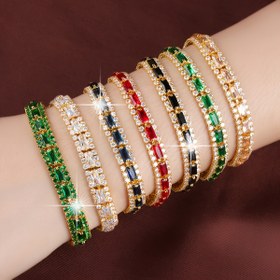 Resim Zarif & Şık Renkli Tenis Bilekliği Kübik Zirkonya ile - Günlük Kıyafetler veya Partiler için Mükemmel 