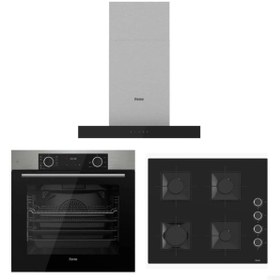 Resim Ferre Fryart Siyah Set ( D100 T Tipi Siyah Davlumbaz-SS205 Siyah Ocak- XE63MI Fryart İnox Fırın) 