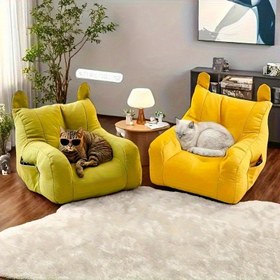 Resim 1 Adet Kedi & Köpekler İçin Evcil Hayvan Kanepe Yatağı - Çıkarılabilir Yıkanabilir Kılıflı Yumuşak Polyester Fiber Yatak, Tüm Mevsim Konforu, Klasik Stil, Makinede Yıkanabilir 