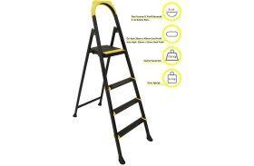 Resim Ertekpa Leo 3+1 Basamaklı Metal Siyah Merdiven 