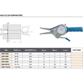 Resim Fett 35-55 mm Pld Saatli İç Çap Komparatörü 