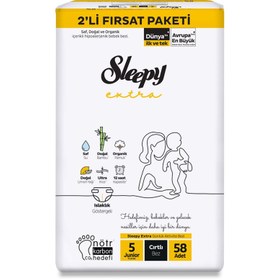 Resim Sleepy Extra Günlük Aktivite Fırsat Paketi Bebek Bezi 5 Junior Numara 58 Adet - Standart / Standart 