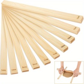 Resim 8 adet/10 adet Seramik Öğretme Rulo Kılavuzu Seti 5 Boyutlu Ahşap Rulo Kılavuzu Seti Polimer Kil Derinlik Kılavuzu Seramik Araçları Seramik Araçları Kil Tahtası Araçları Seramik Polimer Kil Kalınlığı 