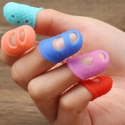 Resim 5 adet Silikon Parmak Korumalığı Seti, DIY El Sanatları ve Dikiş için Nefes Alabilen Delikli Koruyucu Parmak Kılıfları 