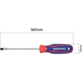 Resim Workpro Wp221013 3x75mm Cr-v Profesyonel Düz Tornavida 