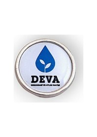 Resim Yörük Tasarım Deva Partisi Yaka Rozeti Damla Mineli Gümüş 
