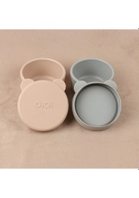 Resim Oioi 01400007 Silikon Kapaklı Mini Kase 2li Bubble Bej - Gri 