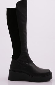 Resim DGN 22535-22K Kadin Kalin Taban Fermuarli Knee High Çizme 