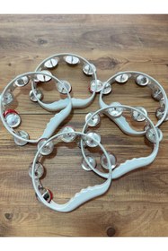 Resim kübraccessory Çıngırak Def Kına Gecesi, Plastik Metal Zilli Tef Beyaz 5 adet 