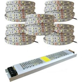 Resim Emn Yüksek Işık 25 Metre 3 Cipli Günışığı Şerit LED ve 33 Amper LED Trafosu Metrede 60 LED 