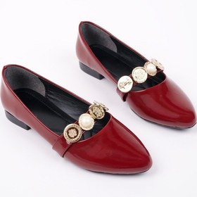 Resim Muggo Poena Broş Detaylı Tek Bantlı Günlük Kadın Babet Bordo 