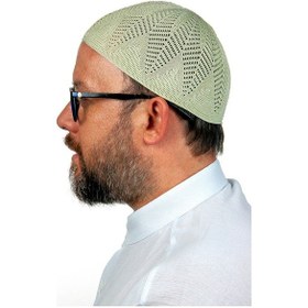 Resim Berra Çelik Örme Dantel Namaz Takkesi F.Yeşili 1 Adet 