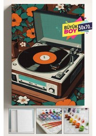 Resim Sayılarla Boyama Seti Numaralı Tuval Fırça Boya Dahil Kasnaklı Set 50x70 Cm - Gramafon 