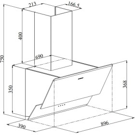 Resim Silverline 3490 Oslo 90 cm Beyaz Cam Davlumbaz 