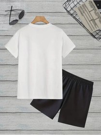 Resim Startmore Erkek Beyaz''renkli Built Different Baskılı'' Basic Oversize T-shirt- Şort Takım Strup0000000000014 Beyaz 