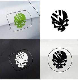 Resim Sones A-047 Şeytan Pençe Kafatası Kafa Araba Vücut Dekorasyon Çıkartma Yansıtıcı Gümüş Beyaz 