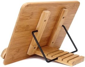 Resim Ahşap Katlanabilir Kitap Okuma Standı - Kitap-Tablet Tutma Standı Bambu-5 Kademeli 