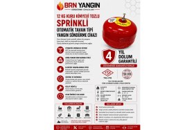 Resim BRN YANGIN SÖNDÜRME TÜPÜ 12 KG ABC KKT TOZLU TAVAN TİPİ SPRİNK BAŞLIKLI 