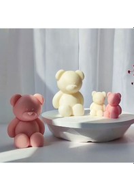 Resim Epoksi Silikon Taş Tozu Beton Mum Kalıbı Büyük Boy Sevimli Ayıcık Kalıbı 7.8x7x6.7 Cm 