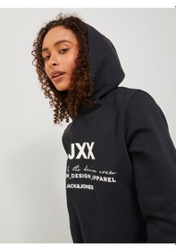 Resim Jjxx Kapüşonlu Rahat Kesim Siyah Kadın Sweatshirt 12250183 001 
