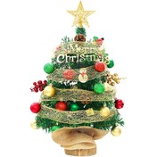 Resim Teltree Masaüstü Yılbaşı Ağacı: Klasik Dekor, Renkli Toplar Ve Kurdele İle Tatil Şıklığı 