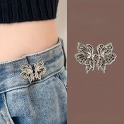 Resim 1/2 Takım Pantolon Sıkılaştırıcı, Kelebek Kot Düğmesi Gevşek Kot Pantolonlar, Bel için Ayarlanabilir ve Çıkarılabilir Pantolon Klipsleri, Dikişsiz Düğmeler Kot Pantolonları Küçültür 