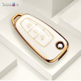 Resim Ford Focus Fiesta Tourneo Courier Transit Mondeo Kuga C-max Anahtar Kılıfı Beyaz-gold 