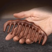 Resim Tüm Saç Tipleri için 1pc Sandal Ağacı Geniş Dişli Tarak - Ahşap Tırnak Bitirme Tarak Natural Sandal Ağacı Sap ile Stil ve Günlük Kullanım için 