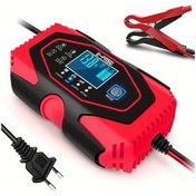 Resim Xuweiwei 12v 24v Tam Otomatik Kırmızı Araç Akü Şarj Cihazı Agm Lifepo4 Kurşun Asit Akü Onarım 