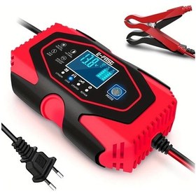 Resim Xuweiwei 12v 24v Tam Otomatik Kırmızı Araç Akü Şarj Cihazı Agm Lifepo4 Kurşun Asit Akü Onarım 