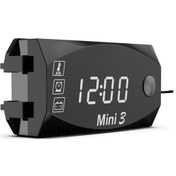 Resim Synodicmonth Lcd Ekranlı Voltmetre Su Geçirmez Ip67 Dijital Zaman Saati Motosiklet, Scooter, Araba, Tekne, 3'ü 1 Arada Termometre, Beyaz Işık 