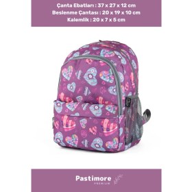 Resim Enenstyle Fermuarlı Geniş 1.kalite Su Geçirmez Desenli Bölmeli Üçlü Okul Kalemlik Beslenme Sırt Çanta Seti 