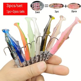 Resim 3 adet içerir, 1 keskin burunlu balık kurşun başlıklı saç tokası yemi, 2 kuyruk ile. Yumuşak yem silikon malzemeden yapılmıştır, yaklaşık 11.5 cm uzunluğunda ve 13.5 g (0.476 oz) ağırlığındadır. Uzun mesafe atma ve batma için tasarlanmıştır. Yüzer hareketiyle balıkları çekmek için mükemmel bir seçenektir. Balık tutma tutkunları için mükemmel bir tatil hediyesi yapar. 